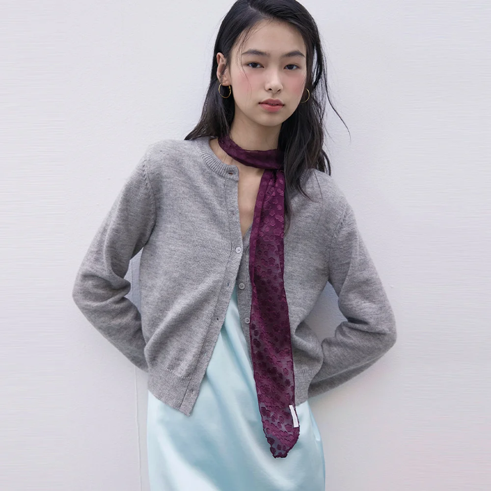 Essential Wool Knit Cardigan Melange grey