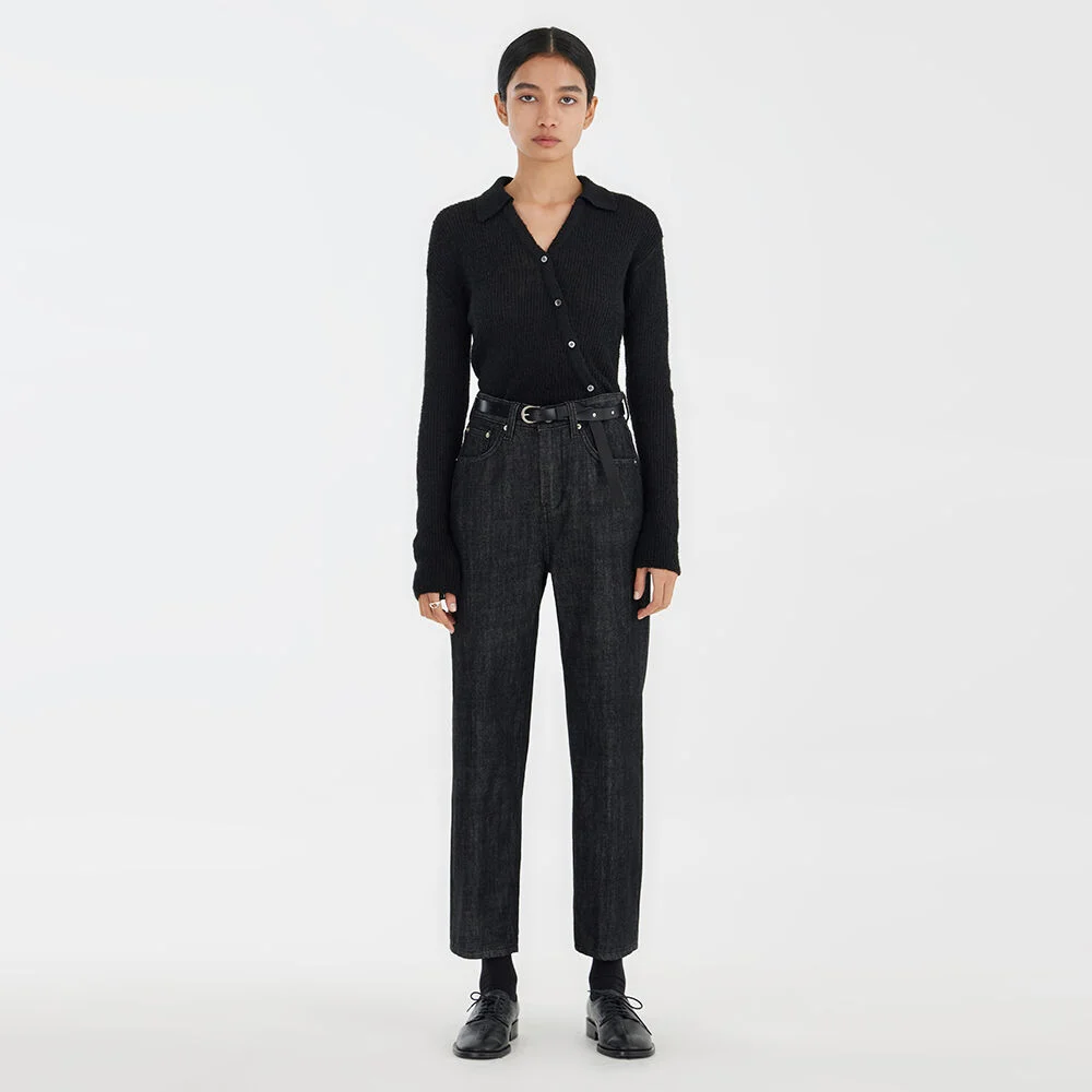 Asymmetric Knit Shirt - Black