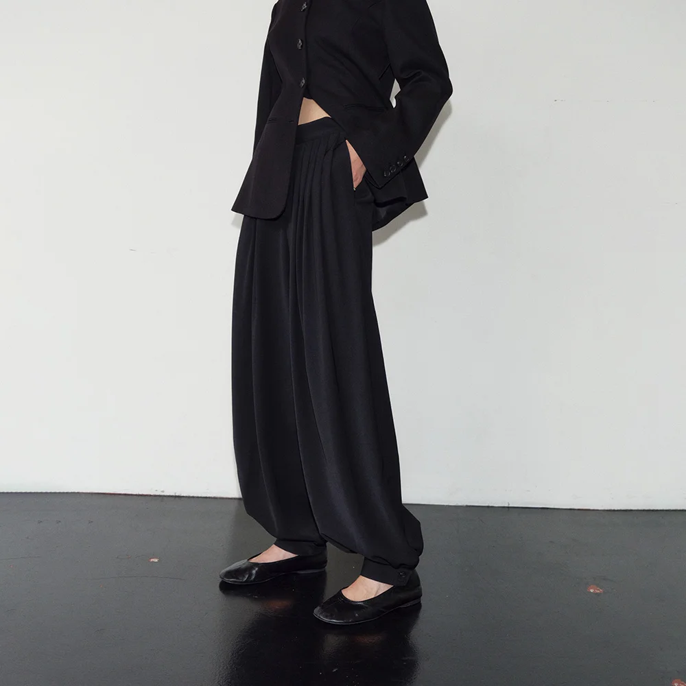 HEM BUTTON HAREM PANTS_BLACK