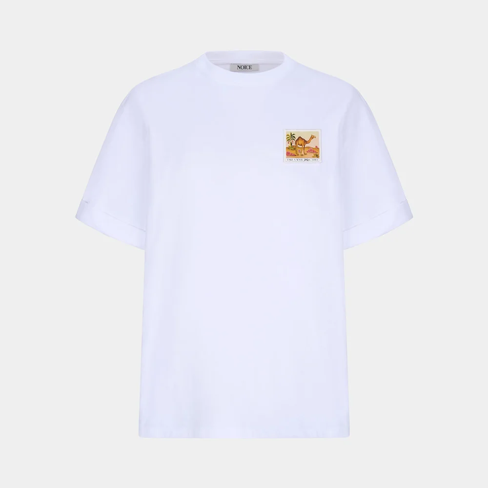 M CAMEL CUFFED T-SHIRT - WHITE