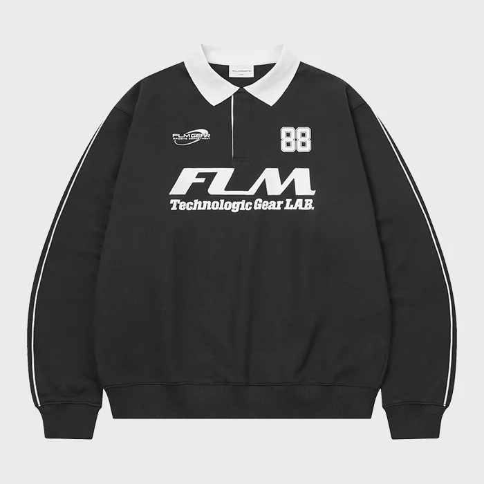FLM 大 標誌 衛衣 襯衫-黑色