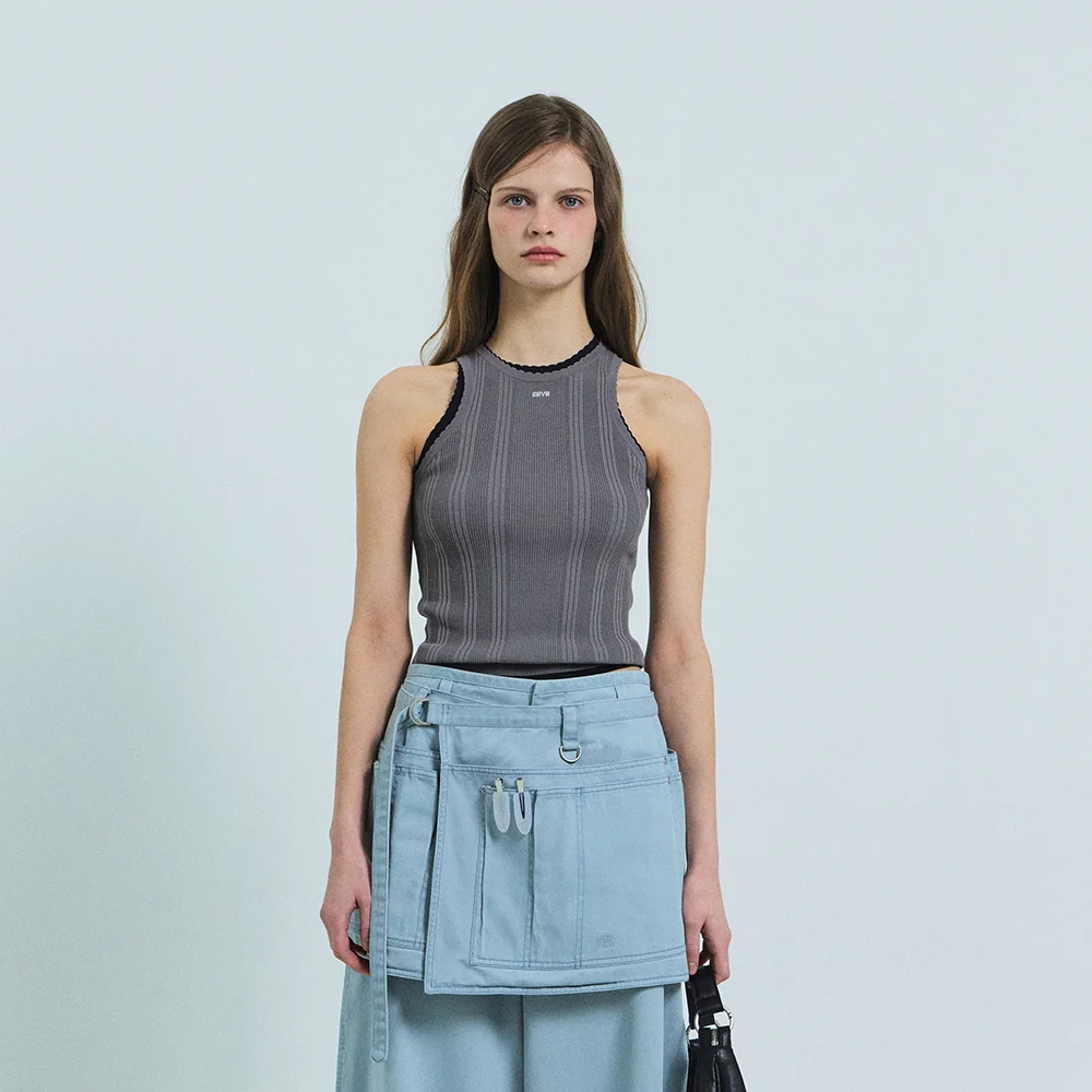 PETAL SLEEVELESS KNIT (CHARCOAL)