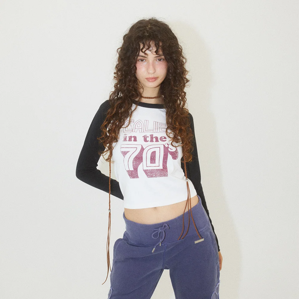 COLORBLOCK RAGLAN CROP T-SHIRT BLACK