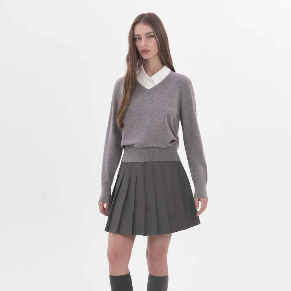 Mausoleum Classic V-Neck Knit - Grey