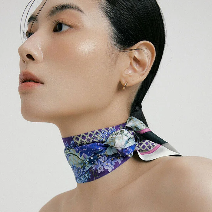 D_Flower-Evening Long Twilly Silk Scarf