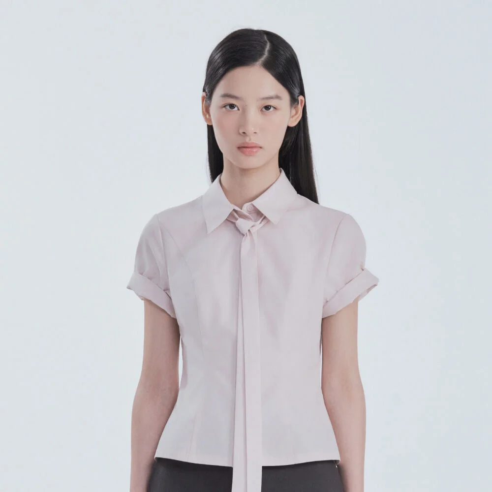 Half-Sleeve Tailored Shirt - Pink