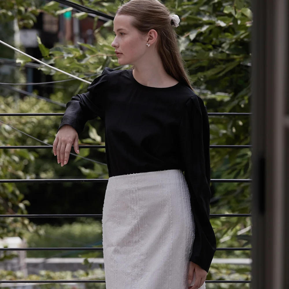 Sheer volume blouse - Black