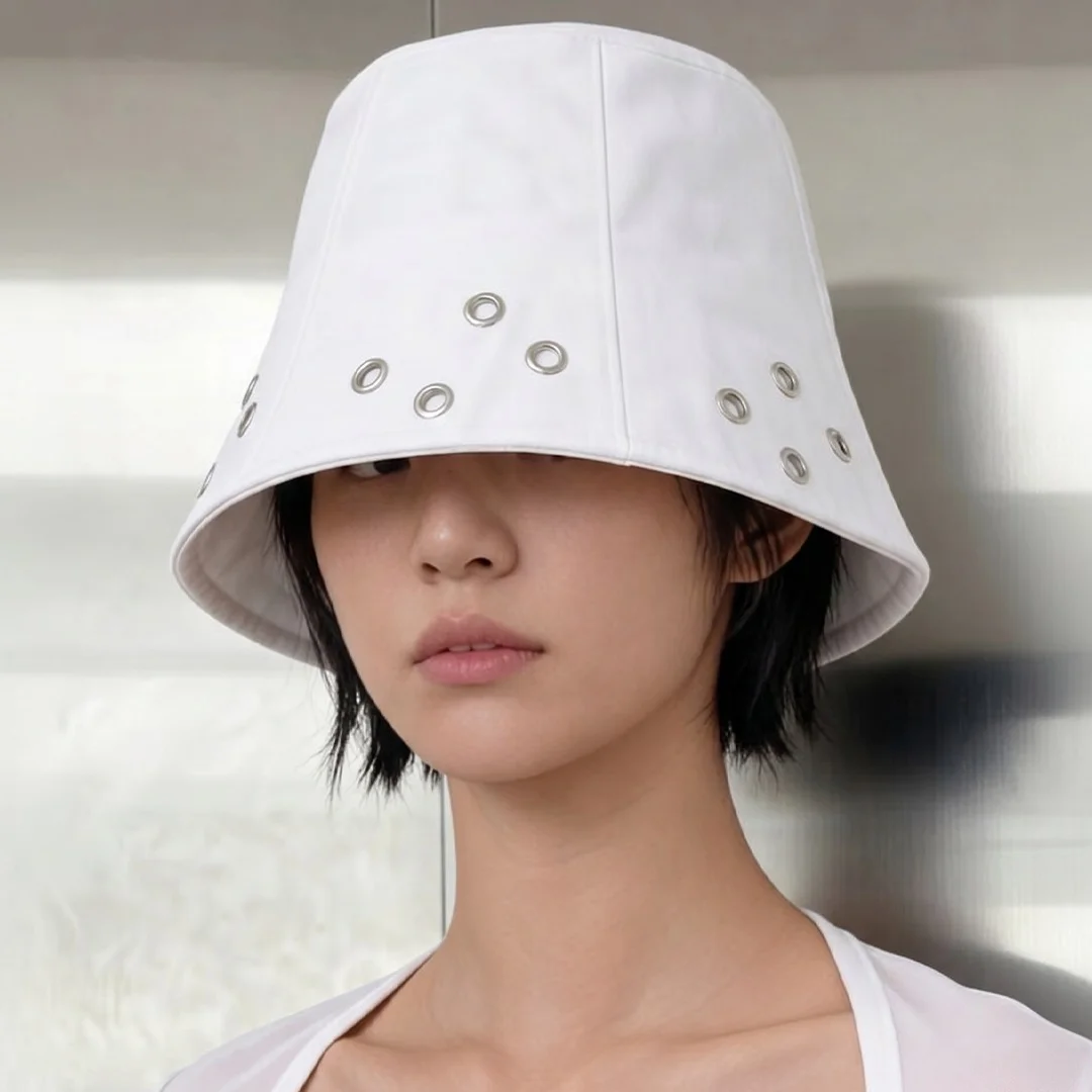 孔眼 細節 陽光 防護 女裝 休閒 漁夫帽 STAND BUCKET / M EYELET / WHITE