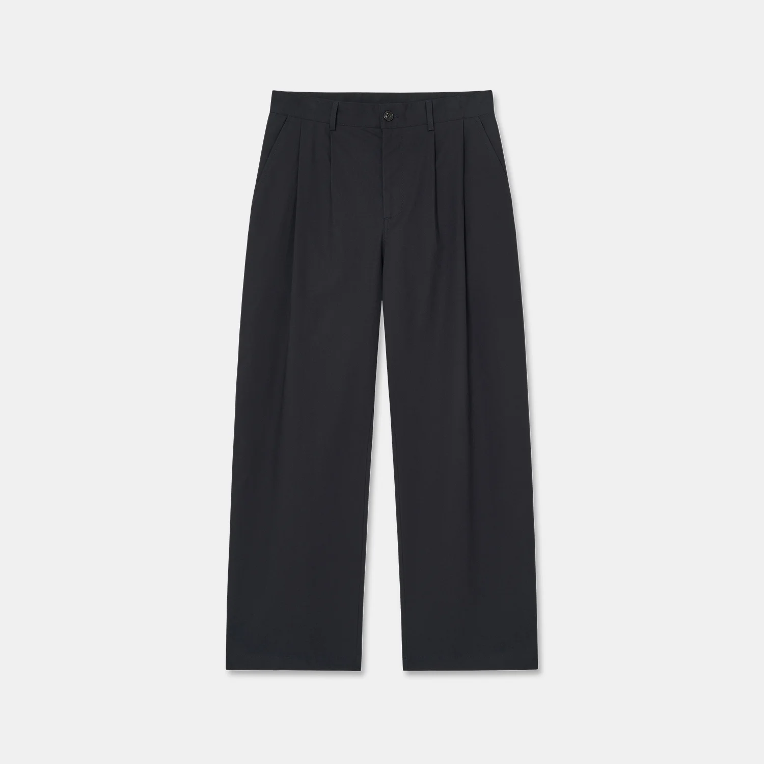 SUNNY DRY POPLIN TWO TUCKED TROUSERS NAVY