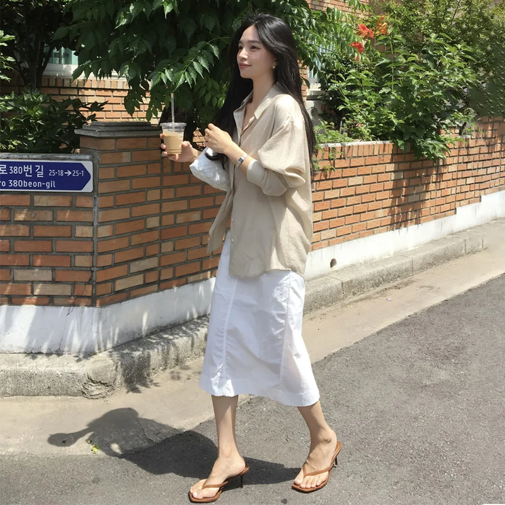 SIST9024 尼龍 軍裝 半身裙_White
