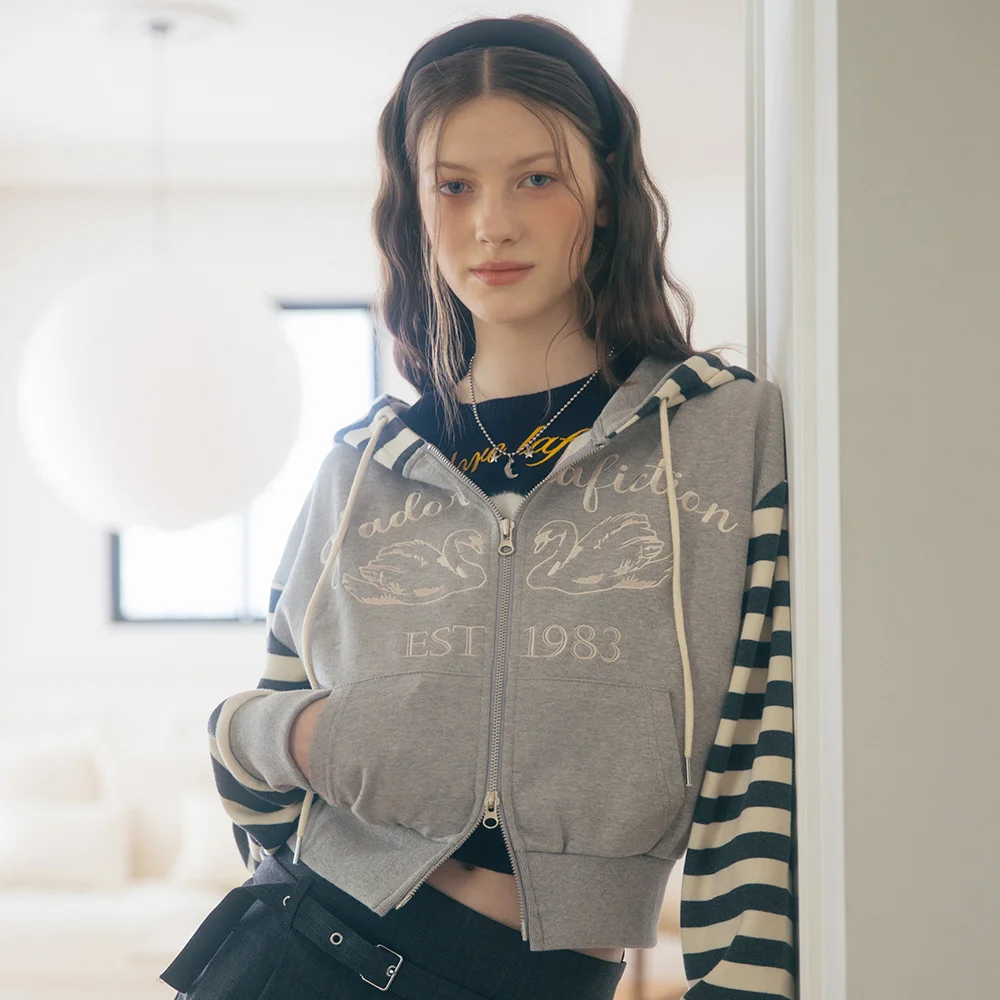 L16 SWAN HOOD ZIP-UP(GRAY)