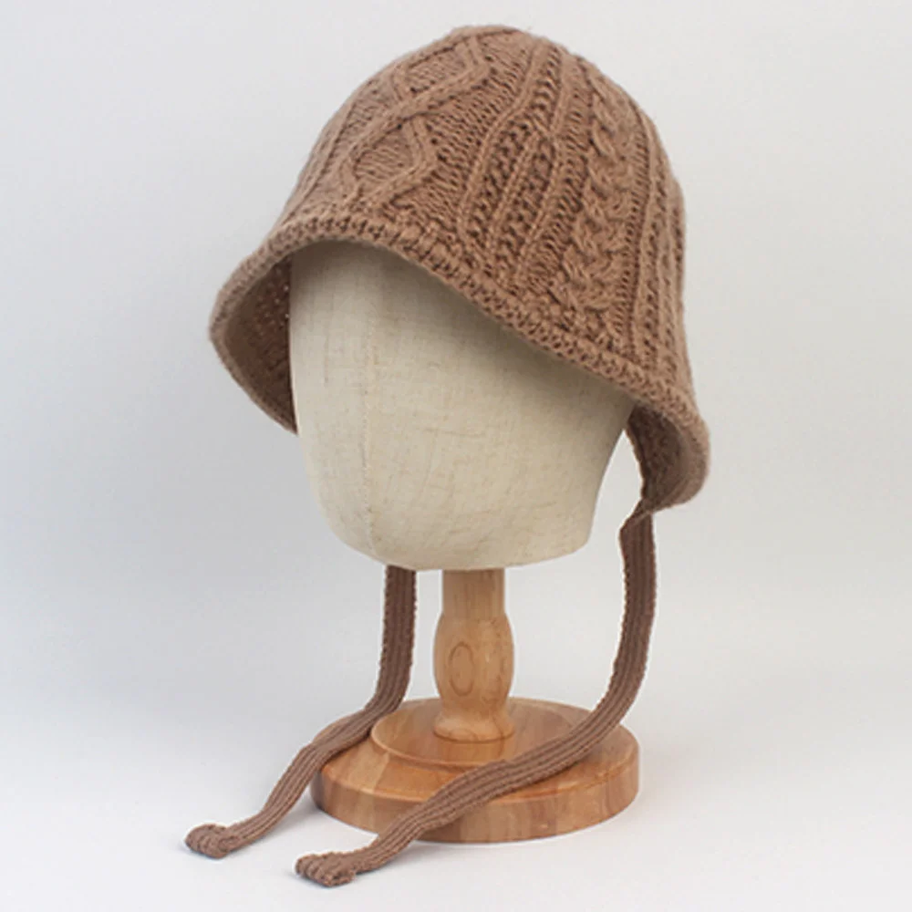 Twist Knit Brown Bonnet Hat Bonnet Hat