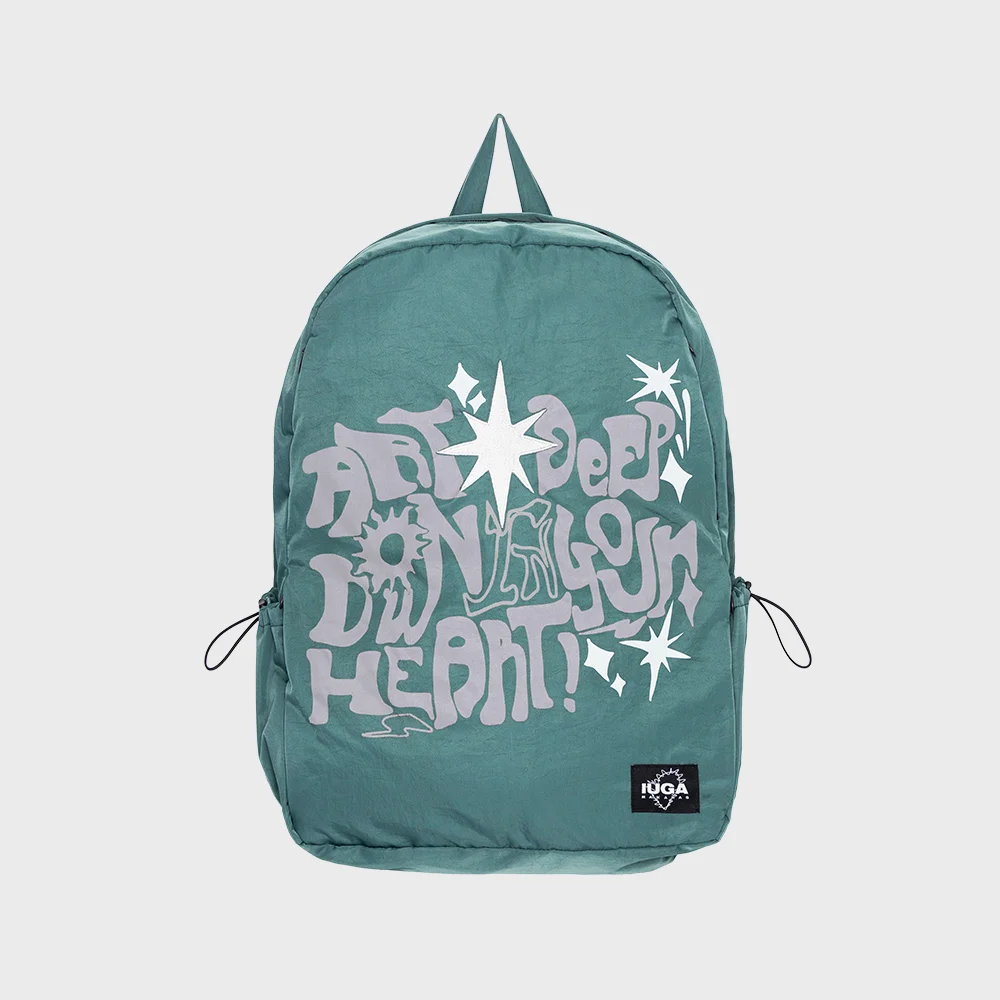 Printed Hidden Pocket Backpack (Green)