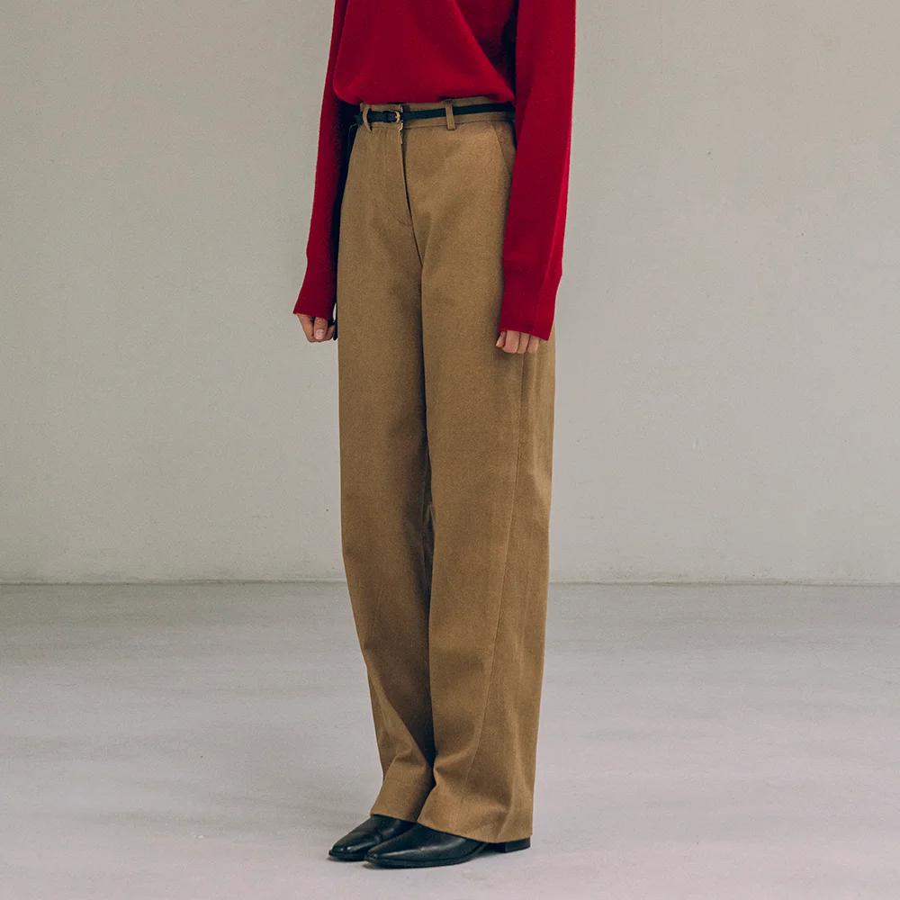 SIPT7138 加絨 純棉 正式 褲子_Camel brown