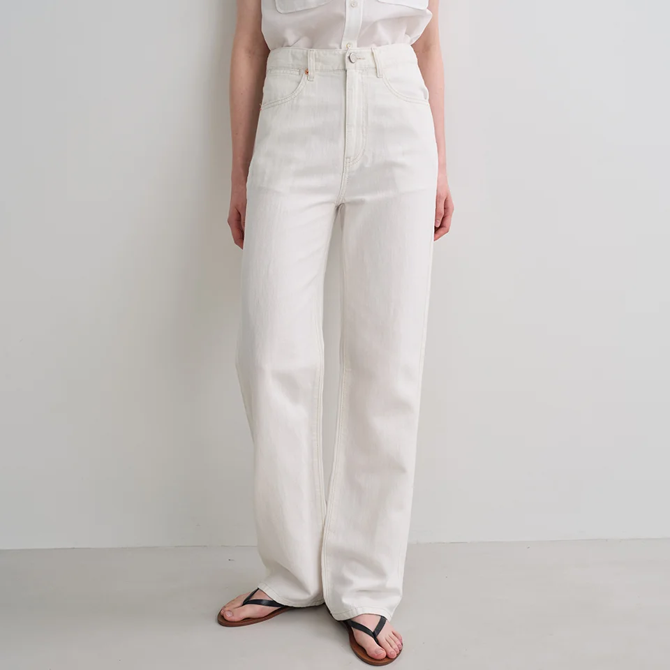 linen straight denim pants (ecru)