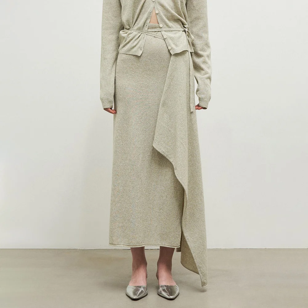 Knit Wrap Long Skirt Khaki (AG4727S01H)