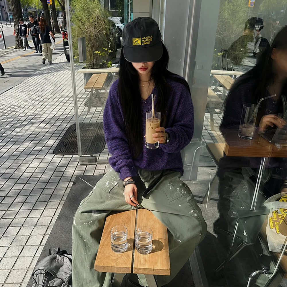 V領 衛衣 針織衫 紫色