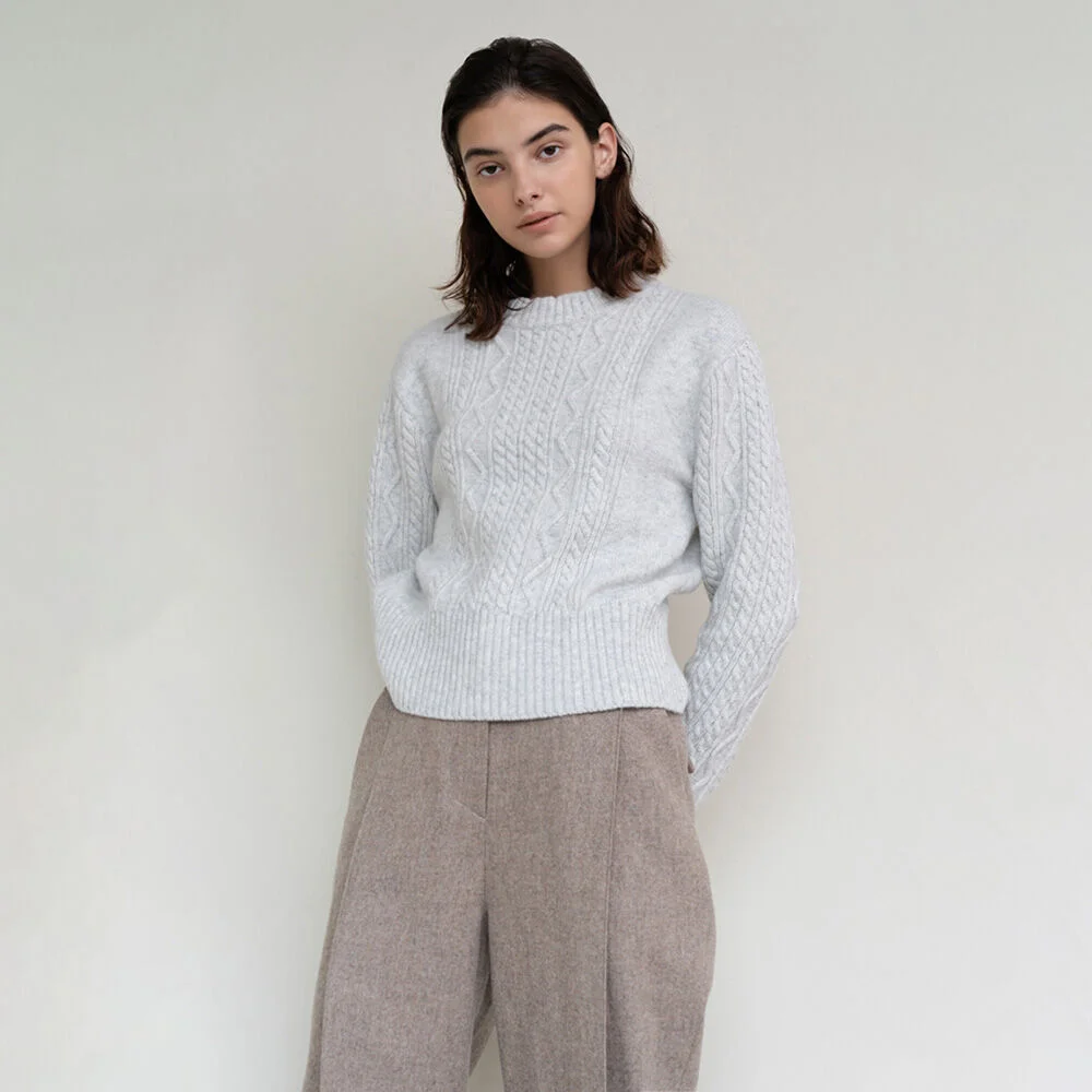 CABLE PULLOVER KNIT (L/GREY)