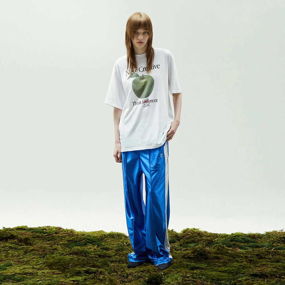 METALLIC WIDE TRACK PANTS