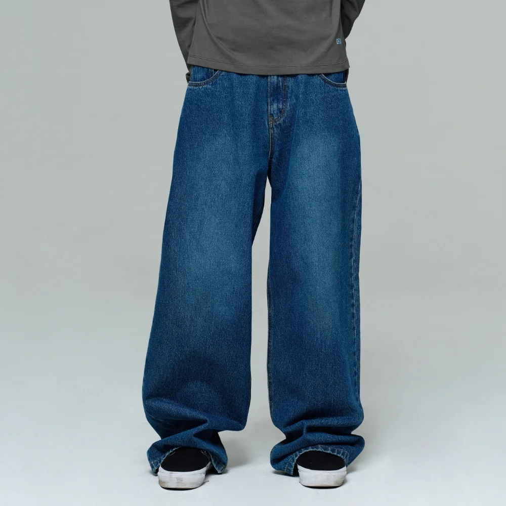 MEN ERA WIDE FIT DENIM PANTS - DUSTY BLUE