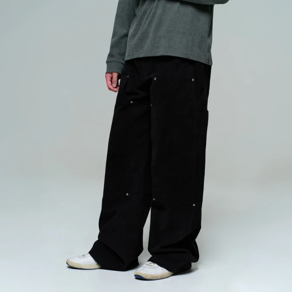 MEN WIDE CARPENTER PANTS - VINTAGE BLACK