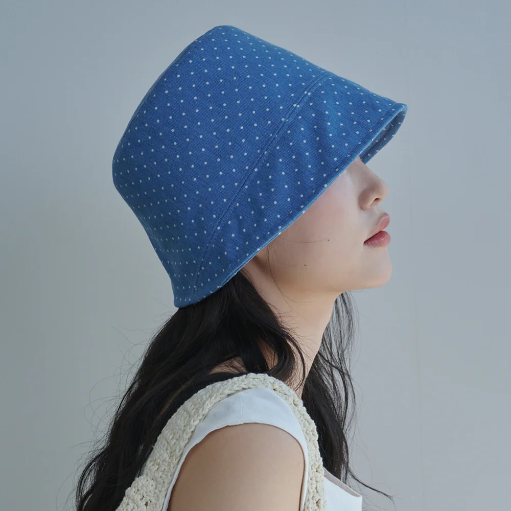 Dot Denim Moon Bucket Hat