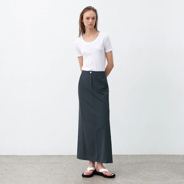 ESSENTIAL TAS SET-UP LONG SKIRT(SK-5022)_2Colors