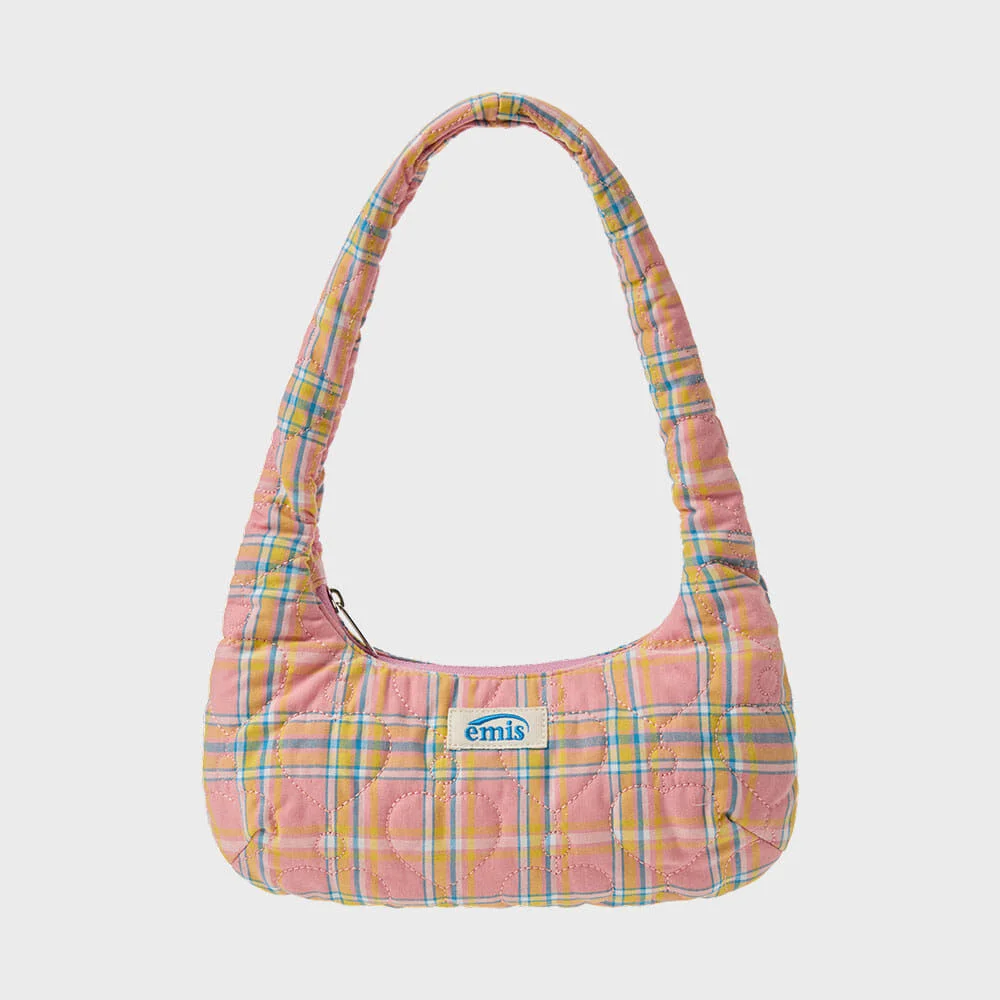 HEART QUILTED SHOULDER BAG-PEACH