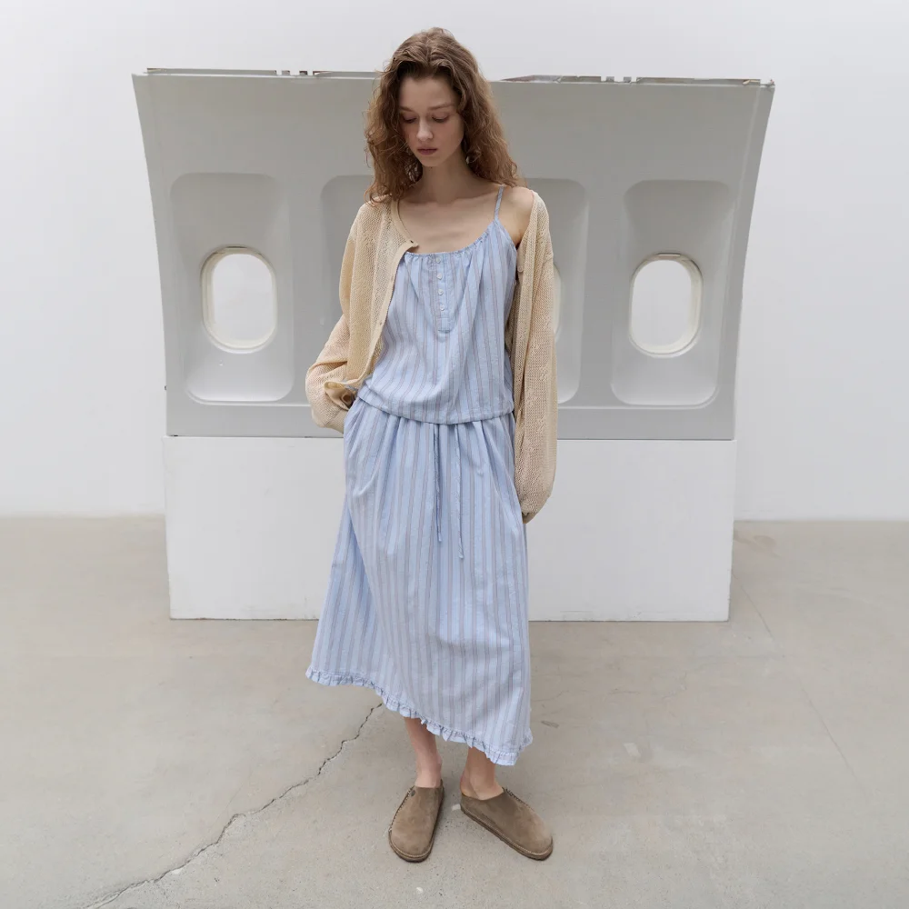 Soho Stripe Skirt (Sky blue)