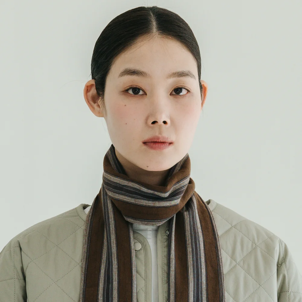 Pattern Cotton Brown Stripe Scarf