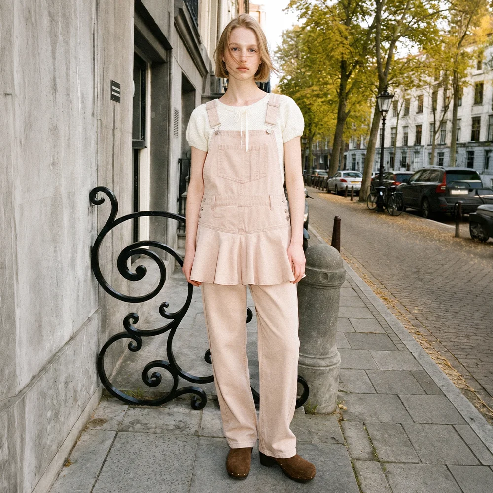 Flare Skirt Layered Overall (Ash Pink)