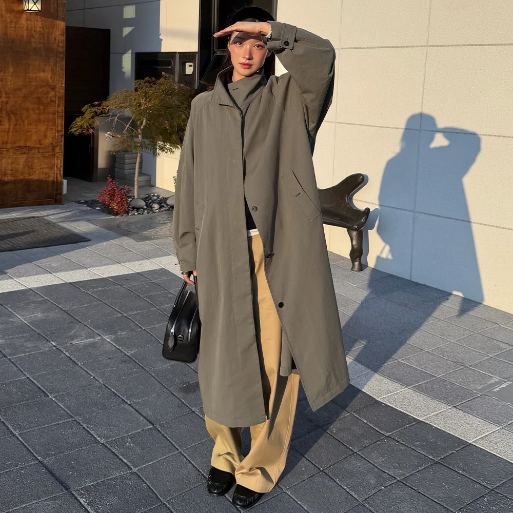 SIOT4205 野外 風衣 長 大褸_Khaki gray