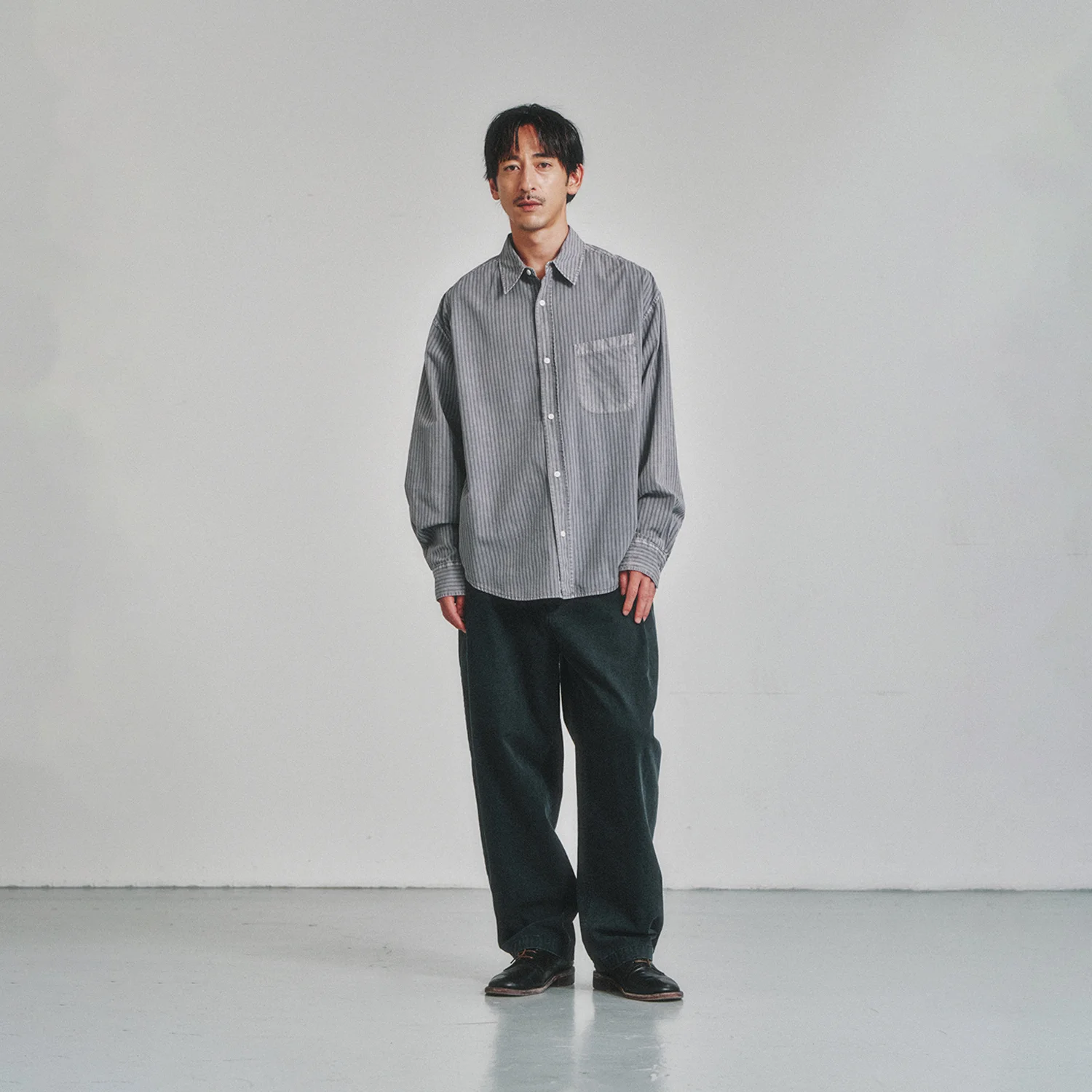 Pigment Dyed Stripe Shirt_Vintage Charcoal