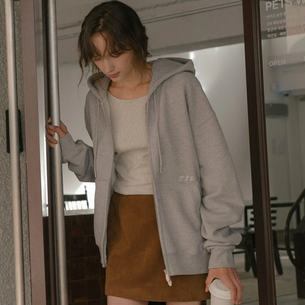 Brushed terry oversized hoodie _Melange gray