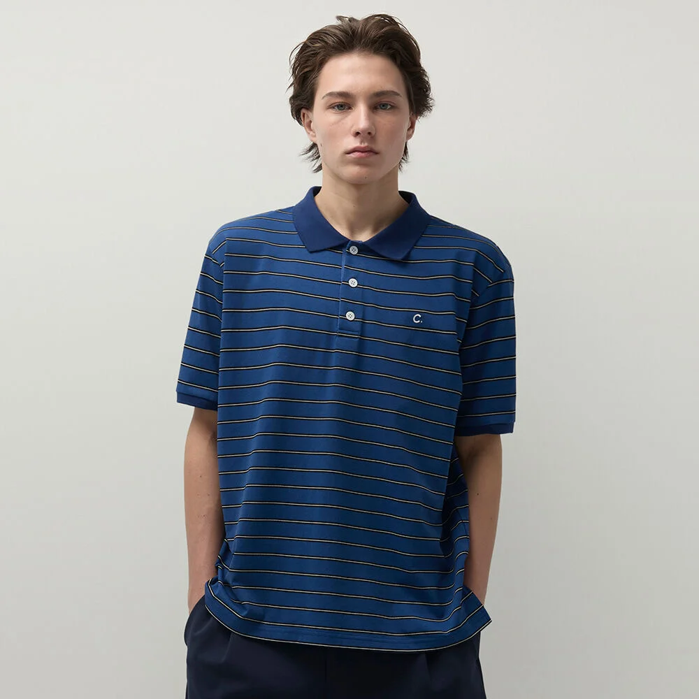 Stripe Logo Pique T-Shirt_Men (Blue)