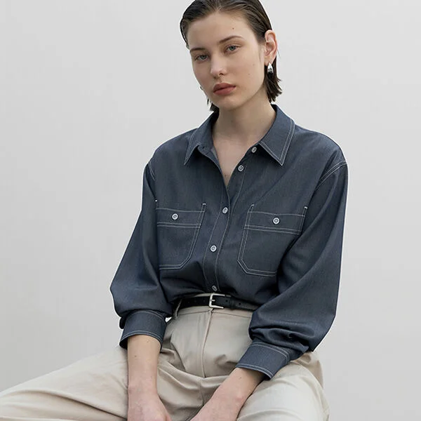 OEN STITCH POINT OVERFIT SHIRT(BL-4185)
