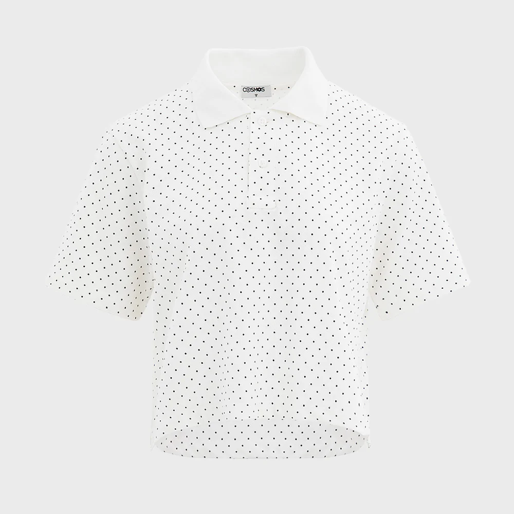 細條紋 圓點 PK Polo 有領T恤_白色