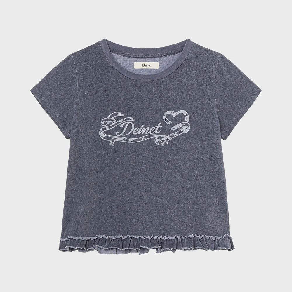 RUFFLE WASHED T-SHIRT IN NAVY