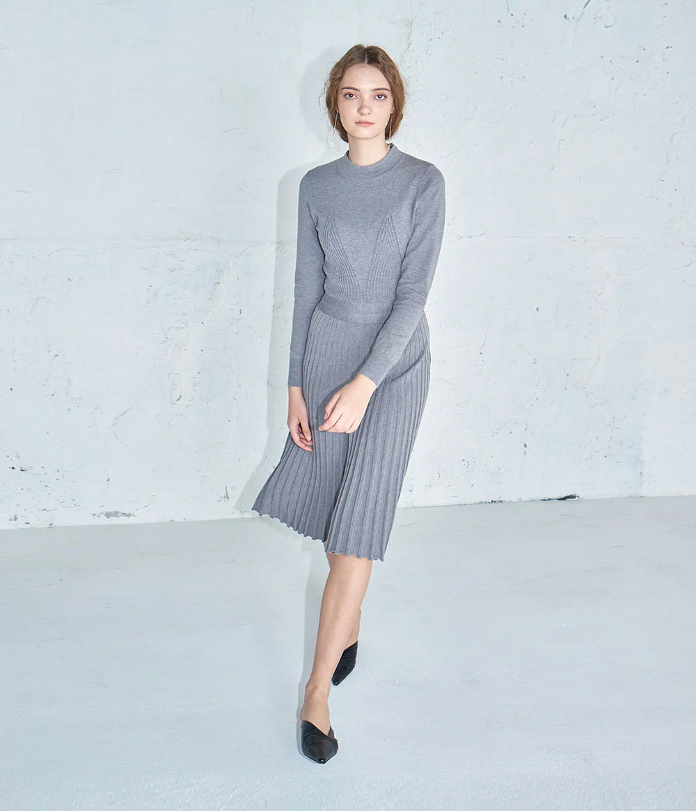 Flared knit dress #Grey