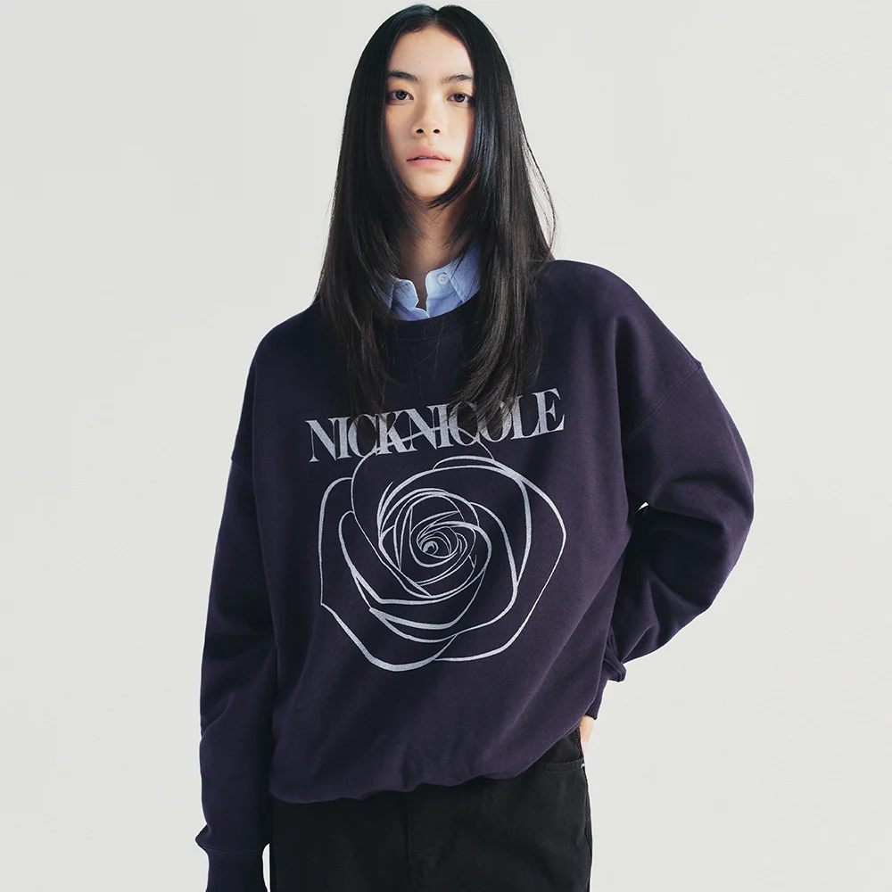 NICOLE ROSE PRINTING SWEATSHIRT_NAVY SILVER