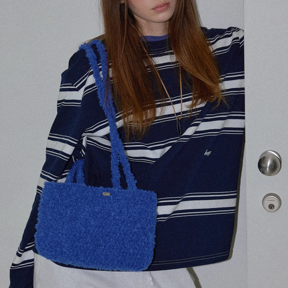 Fluffy Handmade Crochet Knit Shoulder Bag _ Blue