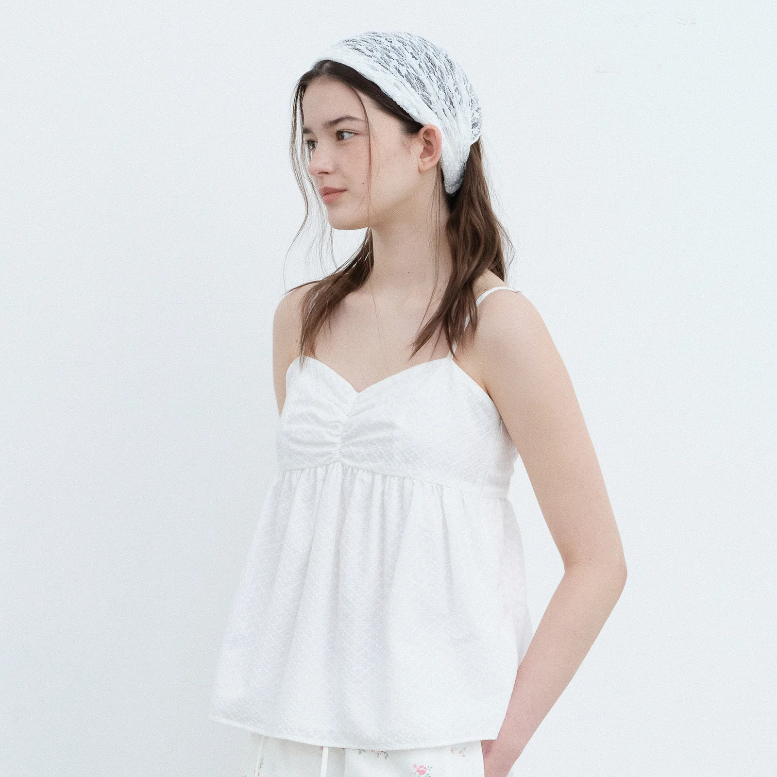 Lace Shirring Sleeveless