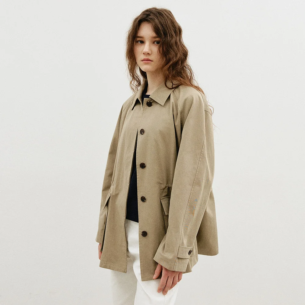 純棉 半 工裝 外套_KHAKI