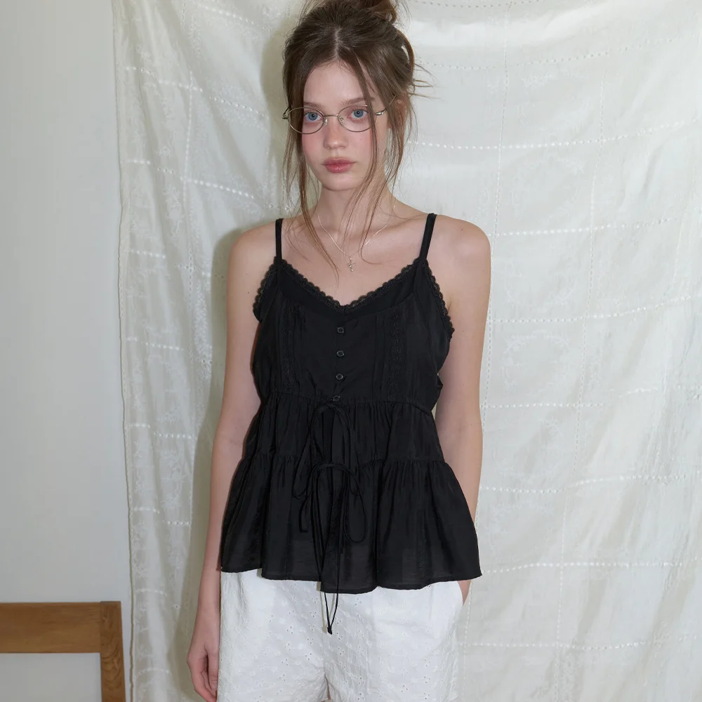 Soop layered sleeveless blouse (black)