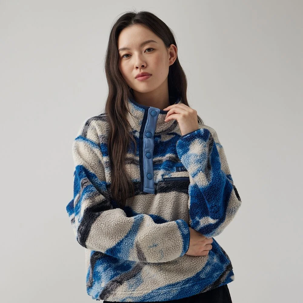 Columbia 女裝 Helvetia II 印花 Half Snap 搖粒絨 套頭 藍色 (C74AR5760443)