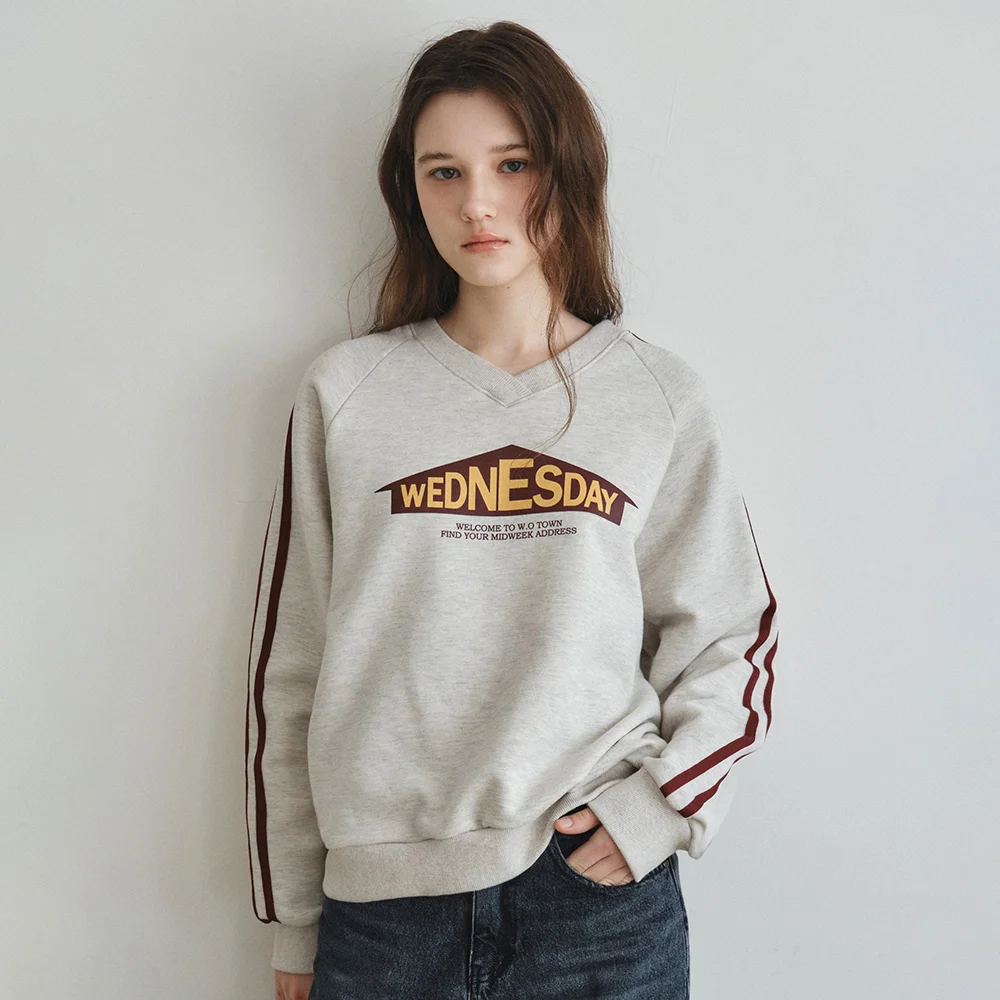 Sweet Home V-Neck Sweatshirt_OATMEAL(W26TP20)