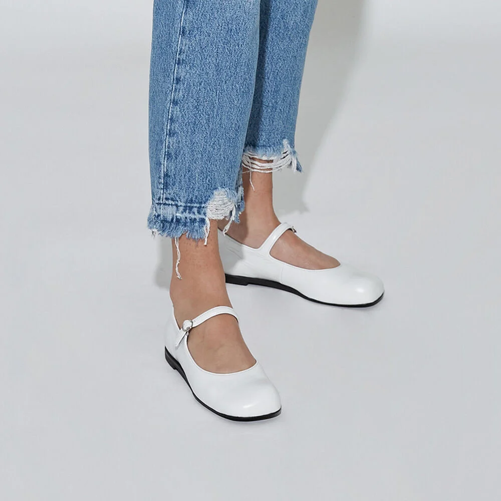 Lua Mary Jane Flats Off-White