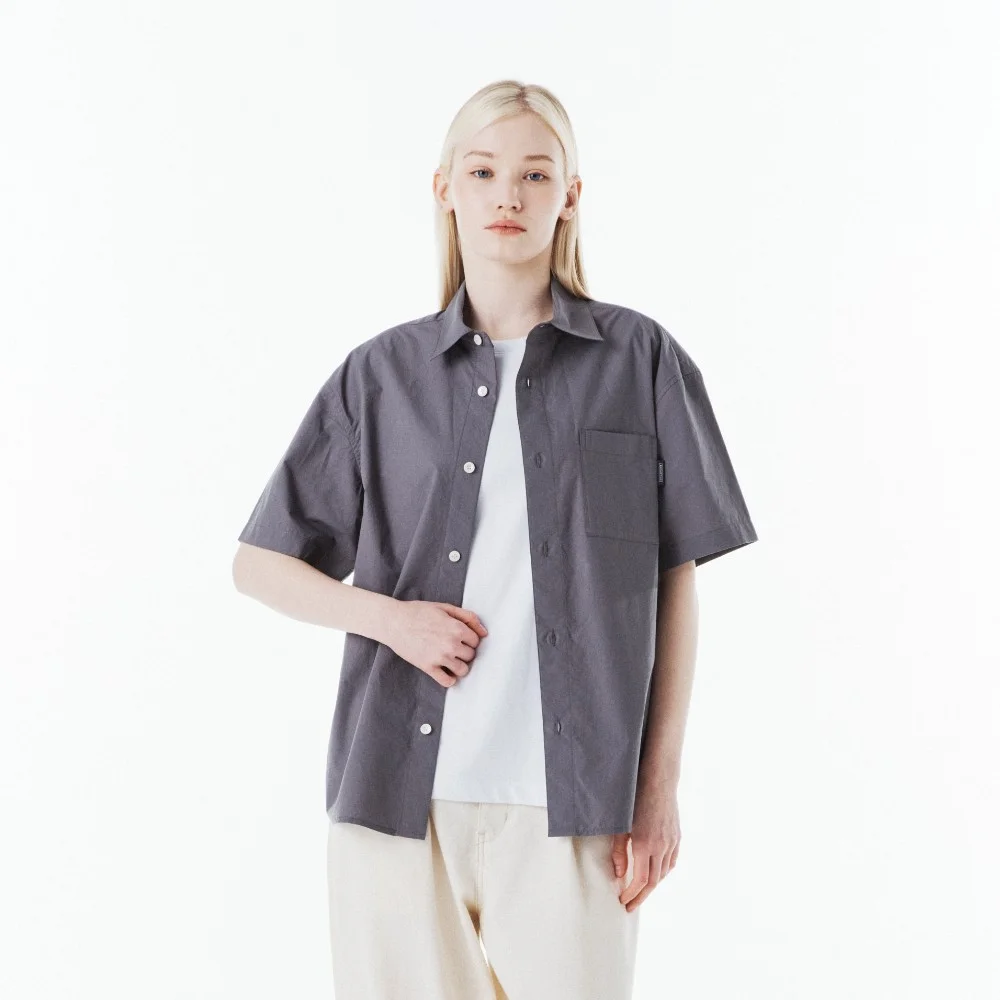 (EXCLUSIVE) BASIC HALF SHIRT - C/GREY (P263USH901)