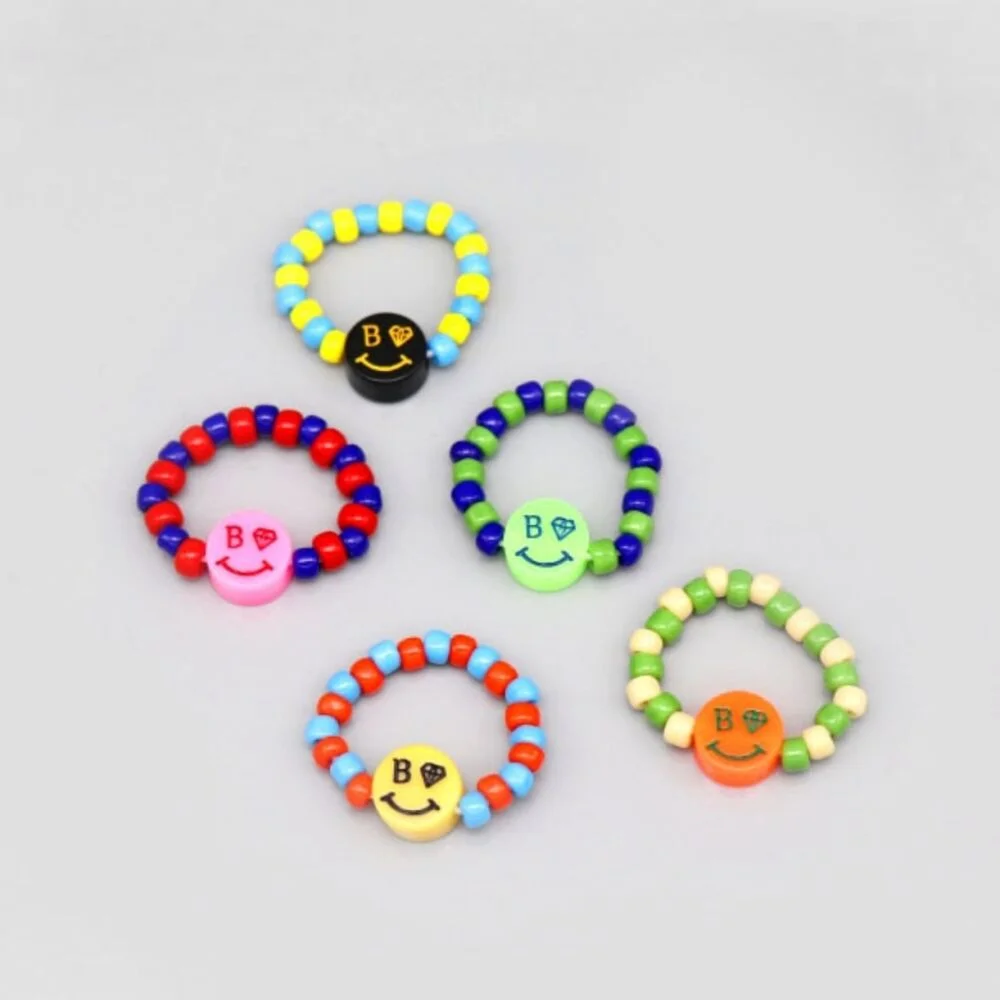 Kitsch smile twotone beads Ring Kitsch 笑臉 雙色 串珠 戒指 5color