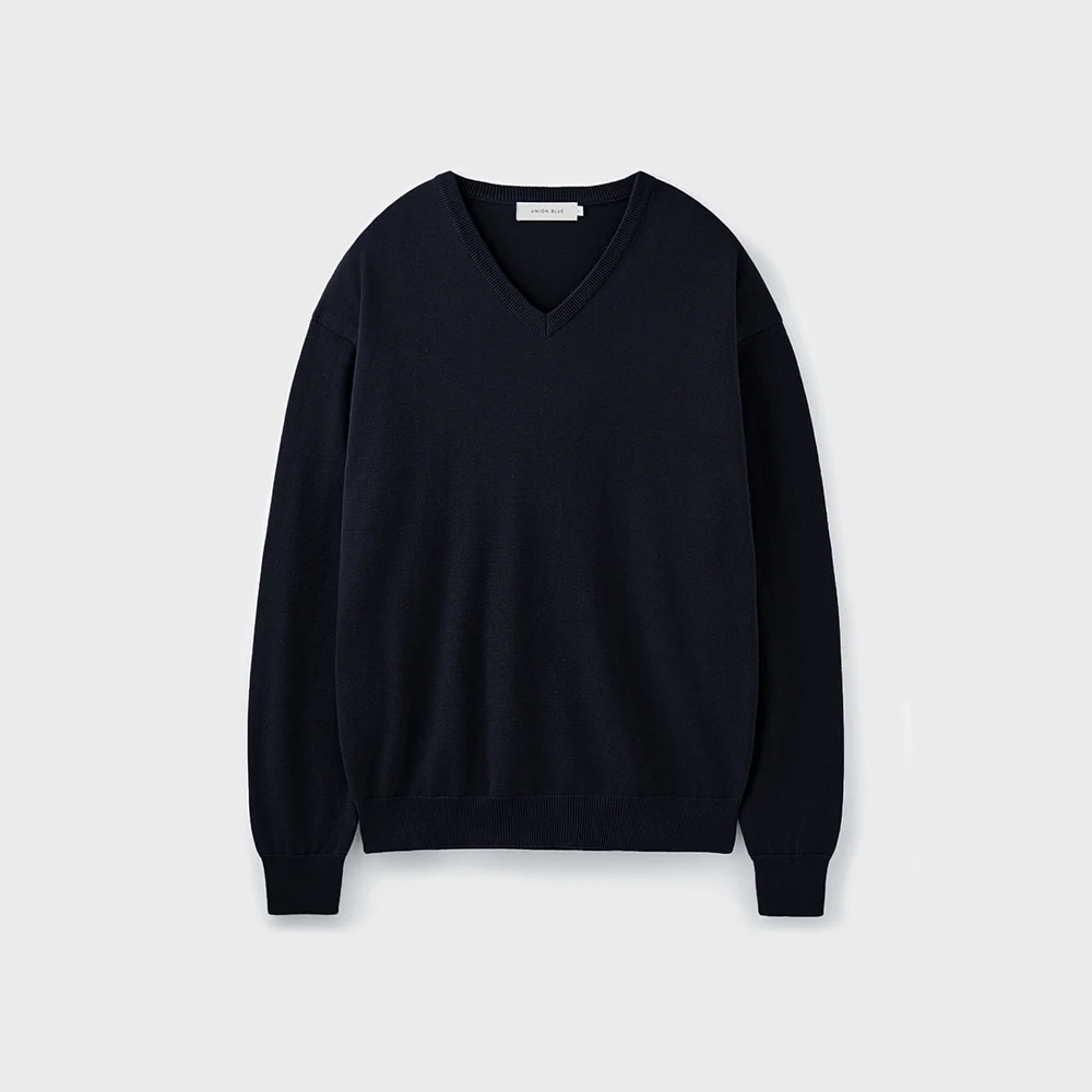 HARD TWIST COTTON V-NECK KNIT